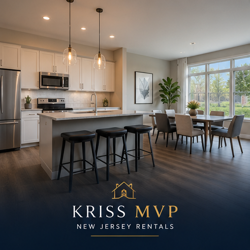 Modern rental kitchen and dining area